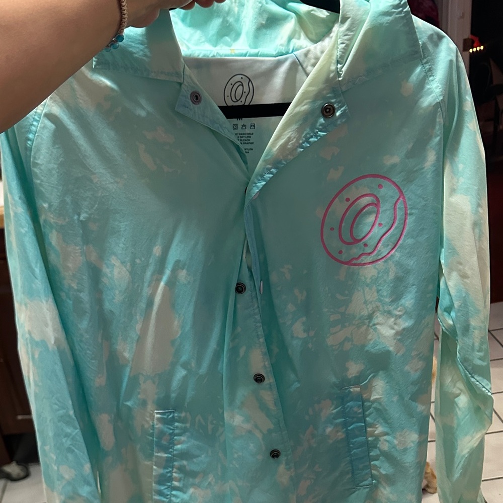 Odd Future Mint Tie-Dye Windbreaker with Pink Donut Logo
